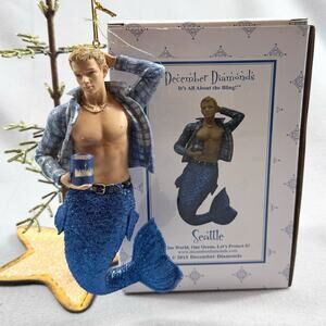 December Diamonds 2015 Rare Seattle Merman Ornament Retired 55-90860 Java Coffee